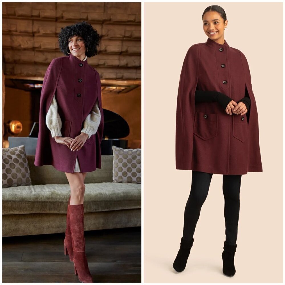💕TRINA TURK💕 Parker Cape ~ Knit Melton Cab Frank Medium M NWT